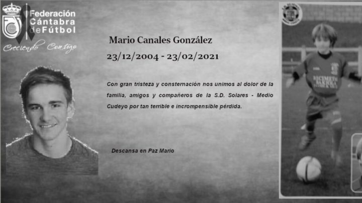 El fútbol cántabro, de luto por la muerte de Mario Canales a los 16 años