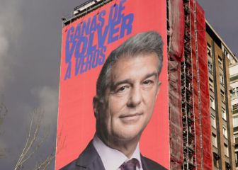 Florentino felicitó a Laporta por la lona del Bernabéu