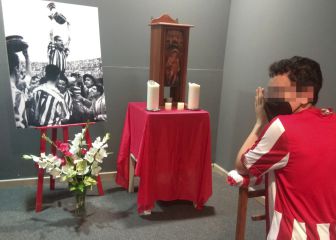 La locura en Bilbao: capilla con la imagen de San Mamés para rezar