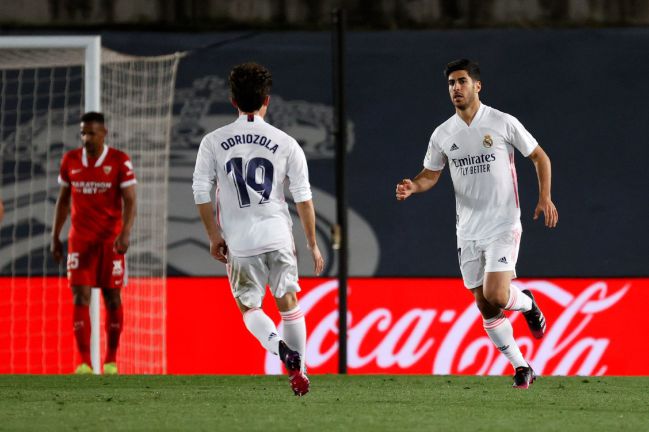 Asensio, tras marcar su gol al Sevilla.