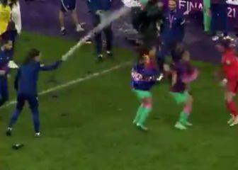 La celebración del Barça con la red de la portería que empieza a viralizarse en Twitter