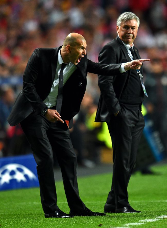 Zidane y Ancelotti, en Lisboa.