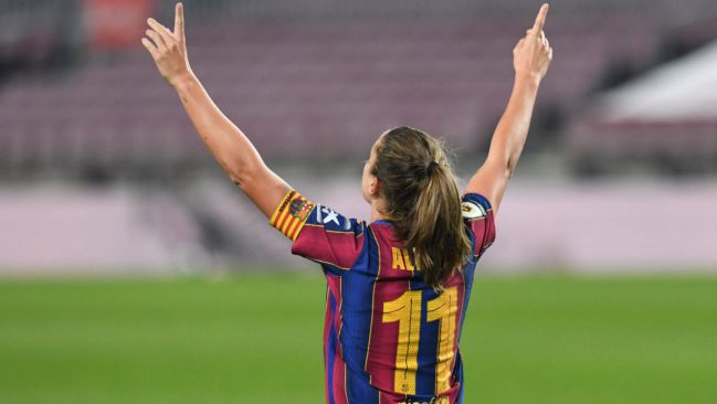 Alexia Putellas celebra el primer gol del Barcelona Femenino en el Camp Nou.