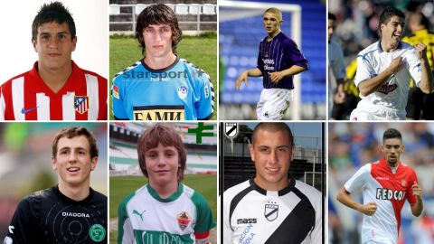 Los jugadores del Atlético al principio de sus carreras