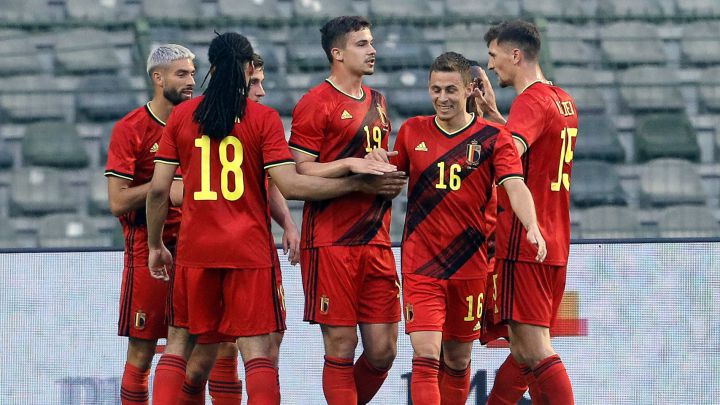 celebración del gol bélgica