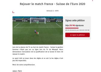 Más de 250.000 franceses firman para que se repita el Francia-Suiza