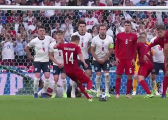 El golazo de Dinamarca que evidencia por qué Courtois se metió con Pickford