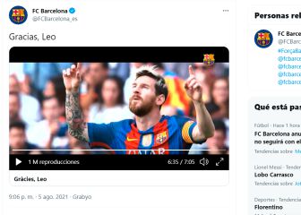Dos palabras y este vídeo: la despedida del Barça a Messi