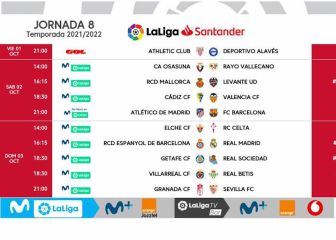 Ya se conocen los horarios de la octava jornada de Liga