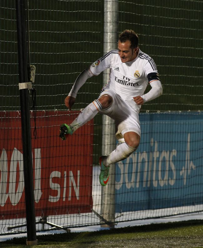 Lucas Vázquez celebra un gol que marcó durante su etapa en el Castilla.