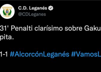 El Leganés estalla en Twitter contra el arbitraje en Alcorcón