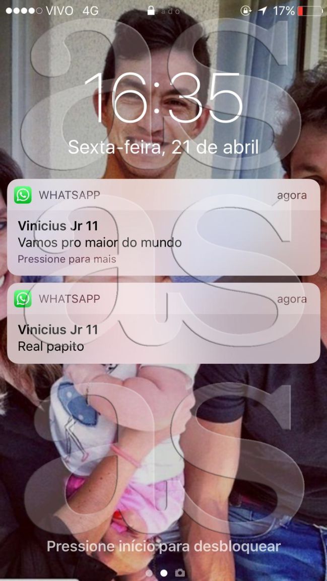 Los mensajes de Vinicius al conocer su fichaje por el Real Madrid el 21 de abril de 2017.