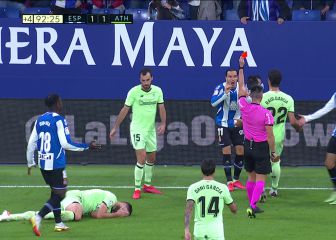 La primera roja directa a RDT en Primera por ir a por Yeray que le puede costar jugar ante el Barça