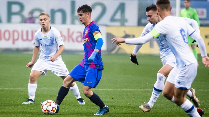 Momento del partido entre el Barcelona B y el Dinamo de Kiev B en la Youth League.
