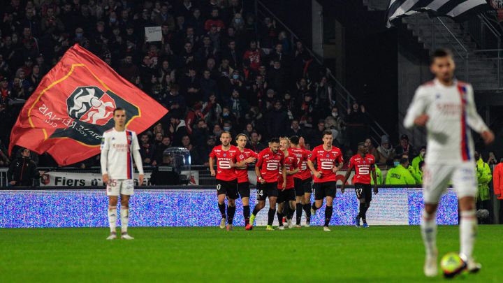 Los jugadores del Rennes celebran un gol