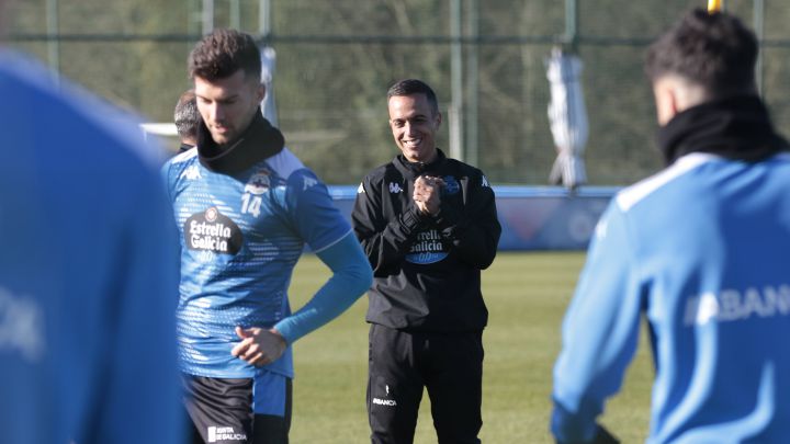 Borja Jiménez, en un entrenamiento del Deportivo.