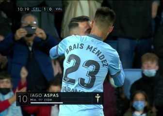 La celebración de gol de Aspas que va a acabar en genialidad o sanción doble
