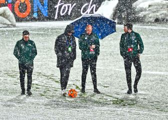 La nieve protagonista en el estadio de Bérgamo