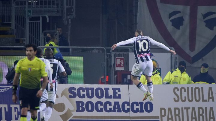 Gerard Deulofeu, jugador del Udinese, celebra uno de sus goles contra el Cagliari.