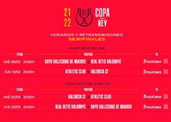 Rayo-Betis y Athletic-Valencia en semifinales de Copa