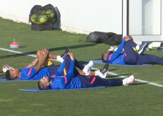 El Atlético estira antes de una intensa sesión física en la vuelta al trabajo en Majadahonda