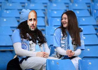 Guardiola, en la grada del Etihad