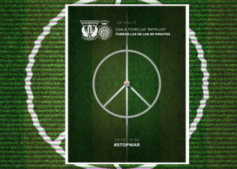El Leganés disfraza su césped para pedir paz en la Guerra de Ucrania