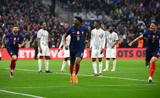 Tchouaméni tras marcar, este pasado viernes, su primer gol con Francia.