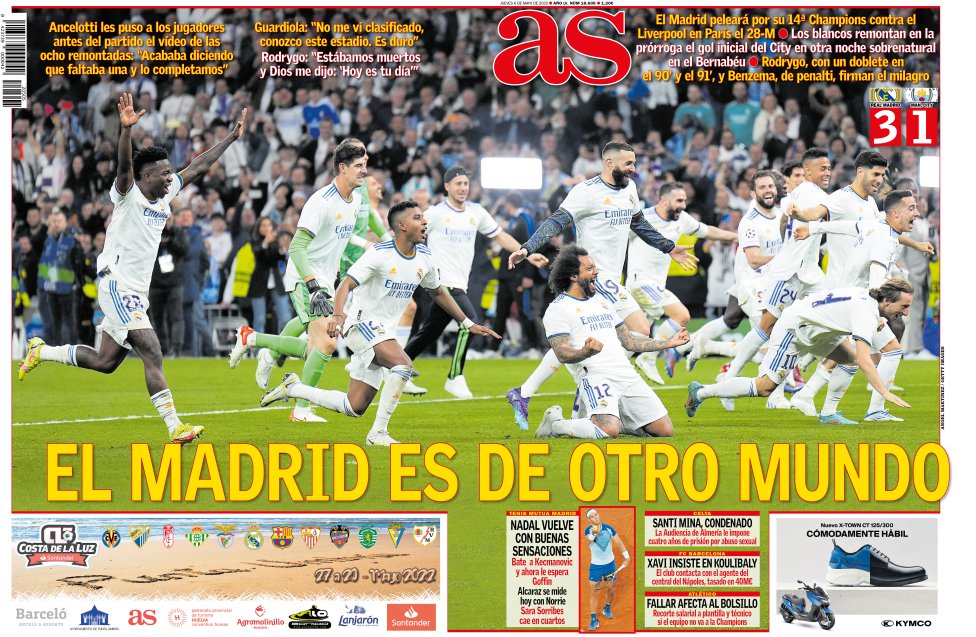 Cinemática lavanda Enfermedad Europa se rinde al Real Madrid: las portadas deportivas tras la remontada -  AS.com