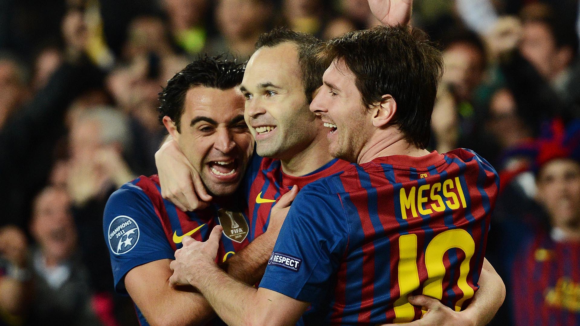 Iniesta, Xavi y Messi