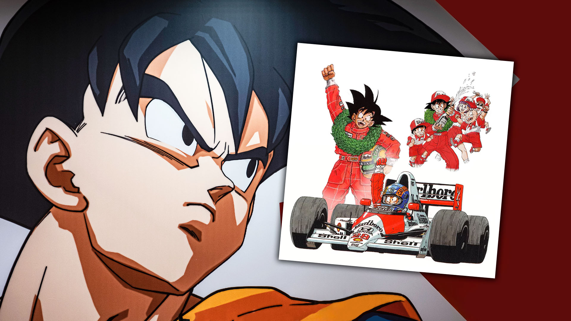 Toriyama compaginó su trabajo en la historia de ‘Dragon Ball’ con la realización de varias ilustraciones especiales. Su objetivo era trasladar algunos de los gestos de Senna para que fuesen interpretados por Goku y sus amigos, como en la celebración de una victoria.