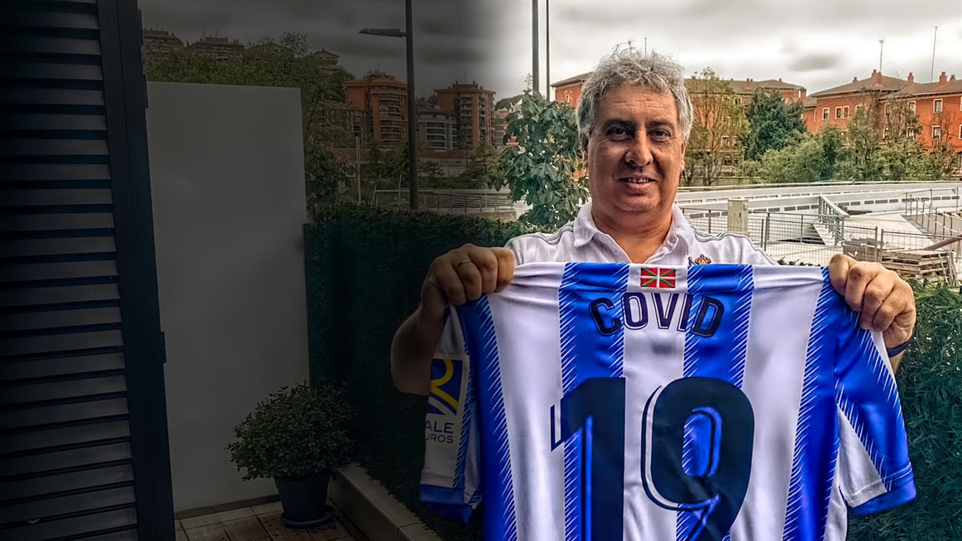 Peio Godoy prometi¨® comprarse la camiseta de la Real con la inscripci¨®n ¡®COVID-19¡¯ si su mujer superaba la enfermedad. Ahora busca alternativas para vivir la final de Copa sin poder viajar