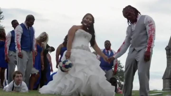 DeAngelo Williams arrasa en las redes con una gran boda zombie
