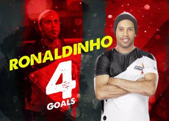 Póquer de Ronaldinho en su debut en el fútbol sala indio