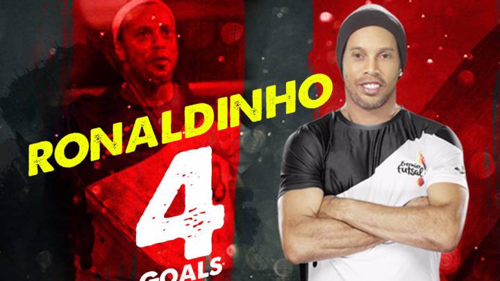 Ronaldinho se estrenó con un poker de goles en el fútbol sala indio. El brasileño brillo en su debut con el Delhi Dragons y se impuso al equipo de Ryan Giggs.
