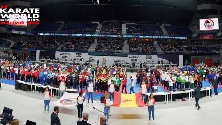 Imagen panorámica de la inauguración del Campeonato Mundial de Karate de Madrid.