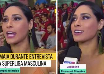 Professional volleyball player faints in middle of interview