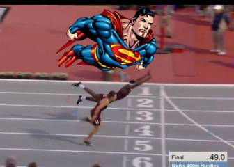 Athlete wins race with Superman-style dive