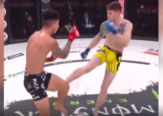 ¡KO tremendo! Le revienta las piernas a patadas y el árbitro tiene que detenerlo