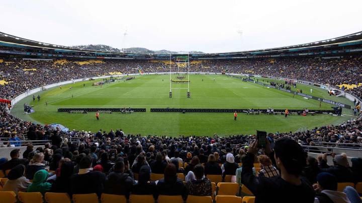 Imagen del Sky Stadium durante el partido de la Bledisloe Cup de Rugby entre Nueva Zelanda and Australia en Wellington.