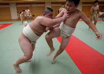 El aprendiz de estrella del sumo que ya pesa 85 kilos con 10 años