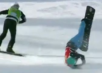 Una aparatosa caída frena a Lucas Eguibar en Valmalenco