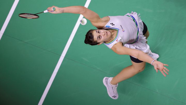 La española Carolina Marín durante su partido ante la surcoreana Se Young An.