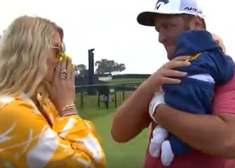 Detrás del héroe, la imagen más entrañable: Rahm con su mujer e hijo tras tocar la gloria