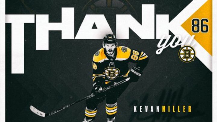 Montaje fotográfico que el equipo de NHL Boston Bruins ha dedicado a Kevan Miller por su retirada.