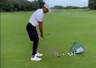 Tiger Woods vuelve a entrenar tras su accidente de tráfico