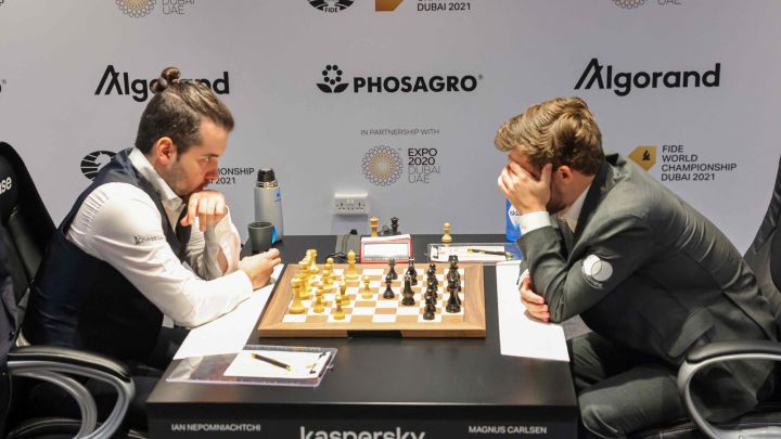 Tablas en la séptima partida del Mundial entre Carlsen y Nepo