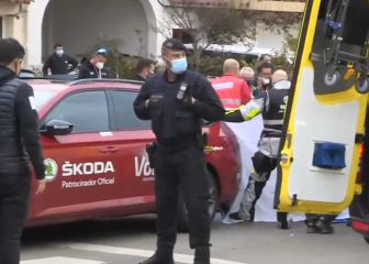 Colbrelli recibe un masaje cardíaco tras cruzar la meta