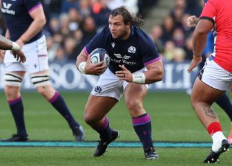 Scotland rugby player Pierre Schoeman during a match.