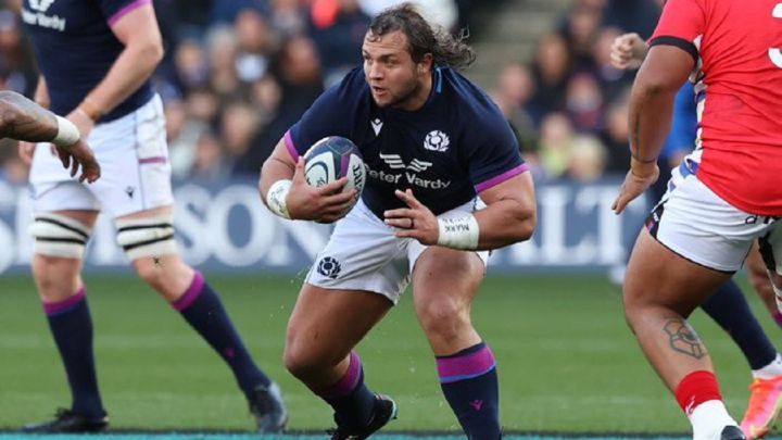 Scotland rugby player Pierre Schoeman during a match.